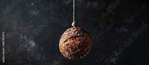 A round loaf of bread is su...