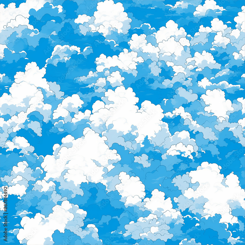 アニメ風の雲の切れ間から覗く青空パターン アニメ風の雲の切れ間から覗く青空パターン