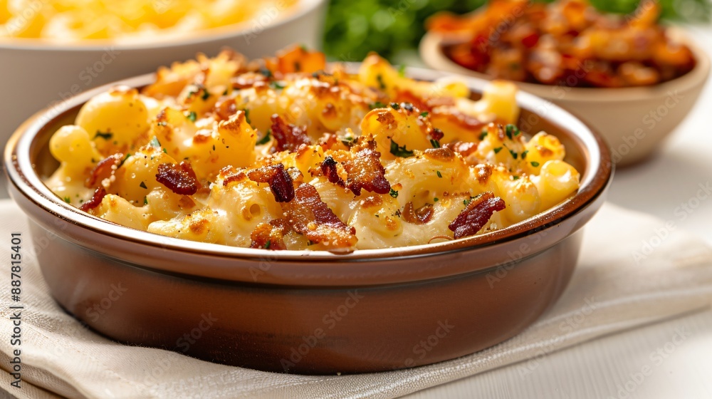 Baked Mac and Cheese with Bacon and Parsley