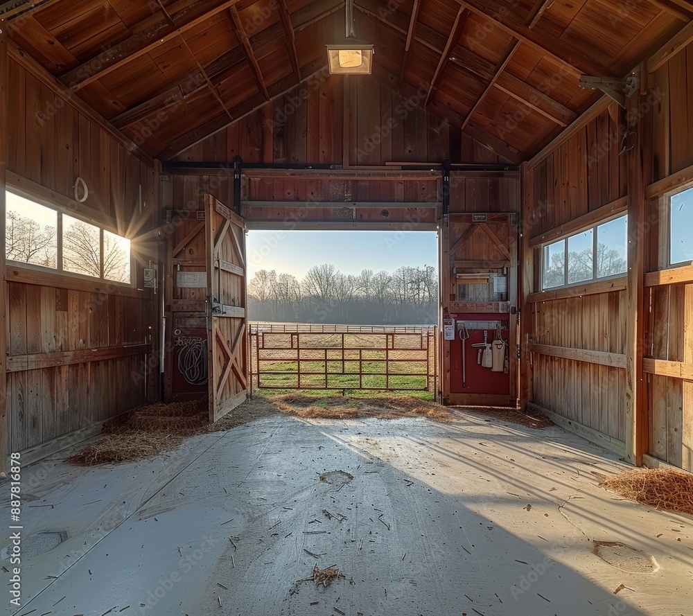 Open Barn Door Looking Out To Field Open Barn Door Looking Out To Field