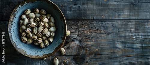 A plate of pistachios on a ...