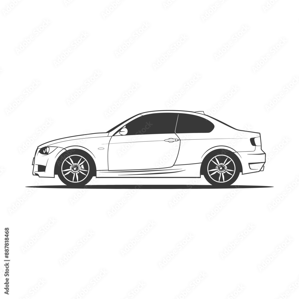 Obraz premium car minimalist line art icon logo symbol icon black color only