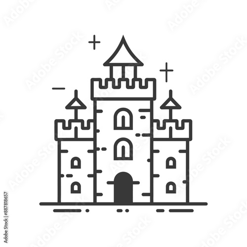 Wallpaper Mural castle minimalist line art icon logo symbol icon black color only Torontodigital.ca