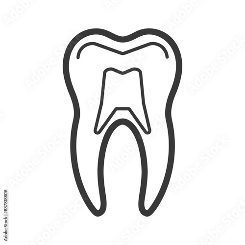 cavity tooth minimalist line art icon logo symbol icon black color only