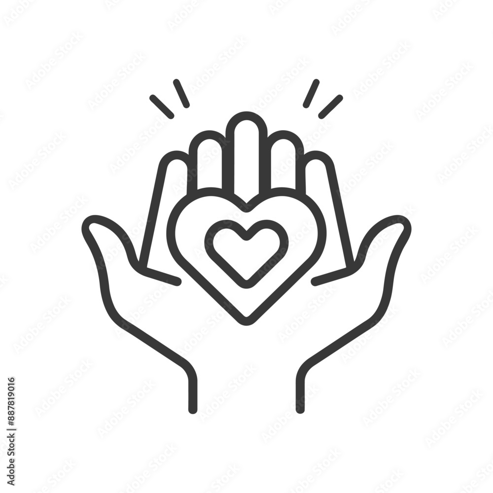 Obraz premium Caregiving Hands Protecting Nested Hearts Icon