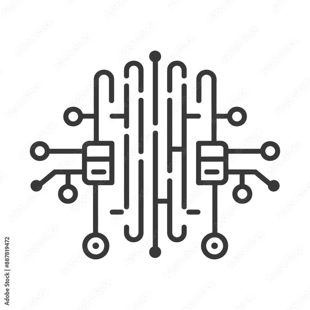 AI Brain Circuitry: Abstract Line Art Icon AI Brain Circuitry: Abstract Line Art Icon