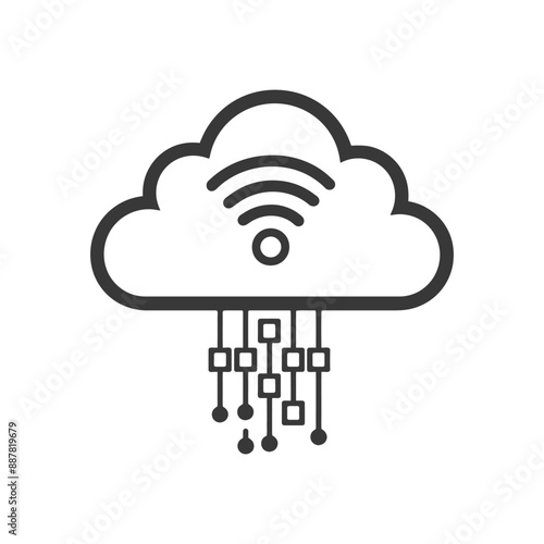Cloud Computing Icon: Wireless Data Streaming & Storage