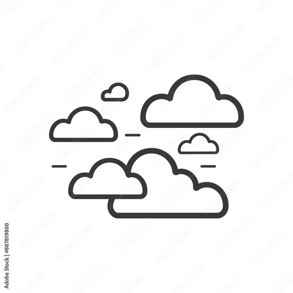 Minimalist Line Art: Drifting Cloudscape Illustration Minimalist Line Art: Drifting Cloudscape Illustration