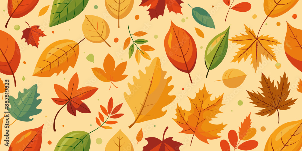 Seamless amber leaf pattern on yellow background for textiles and arts Seamless amber leaf pattern on yellow background for textiles and arts