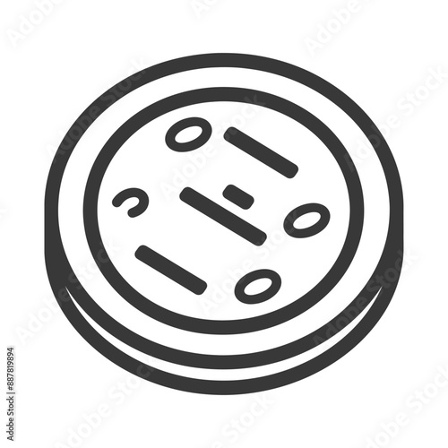 Isometric Line Art: Petri Dish with Bacterial Culture