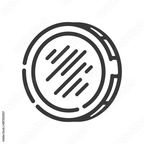 Abstract Coin Icon: Linear Design, Diagonal Hatching