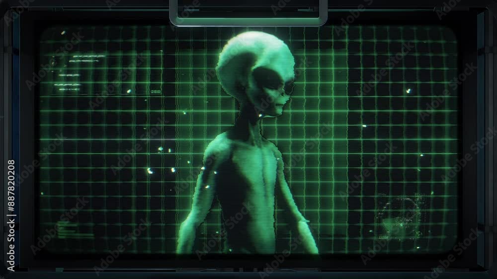 A 3D digital Sci-Fi style data screen featuring a central animated ...