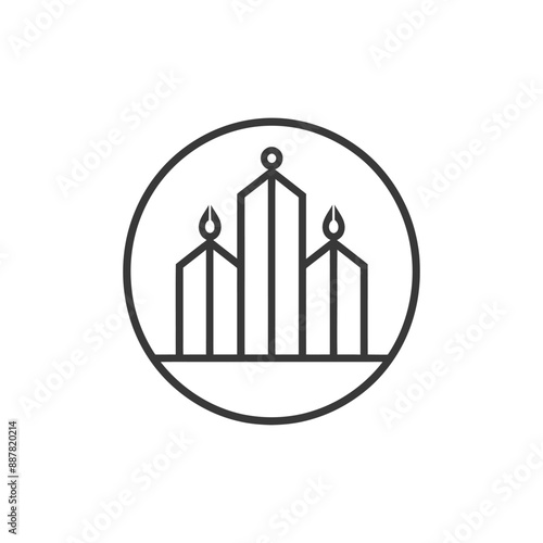 Minimalist Three-Candle Crown Logo Design in Circle