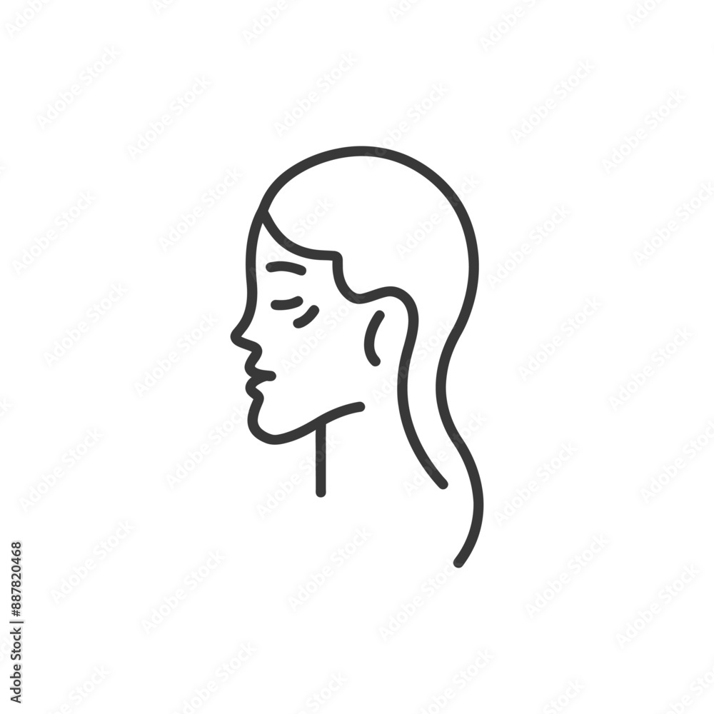 Line Art Profile of Woman Showing Facial Wrinkles and Aging Line Art Profile of Woman Showing Facial Wrinkles and Aging