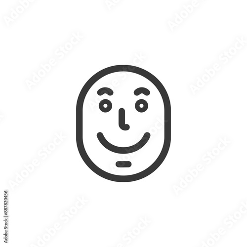 Minimalist Line Art Icon: Ambivalent Smiling Face
