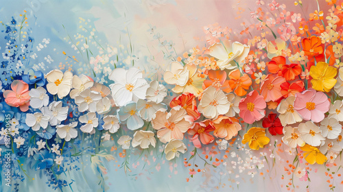 Fototapeta Naklejka Na Ścianę i Meble -  Beautiful wallpapers of colorful flowers painted at oil 