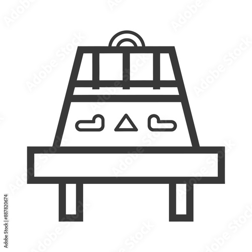 Line Art Illustration:  Portable Concrete Road Barricade on Stand