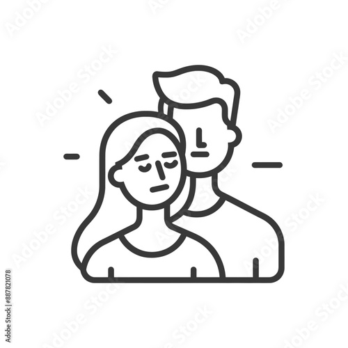 Line Art Couple: Sad Woman, Stoic Man, Relationship Issues