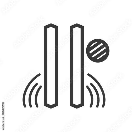 Abstract Icon: Sensor Detecting Golf Ball Between Parallel Bars
