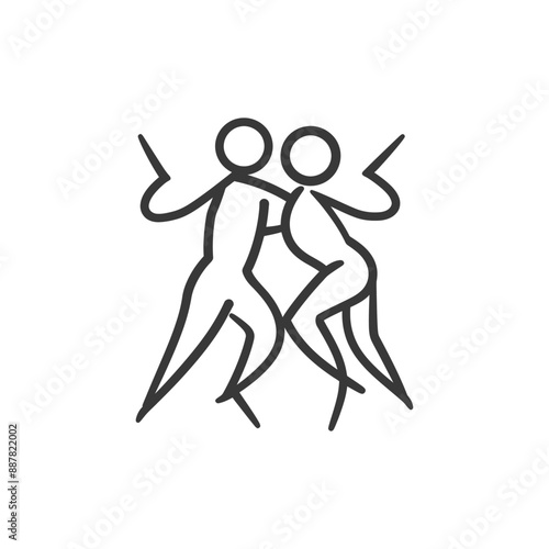 dancing minimalist line art icon logo symbol icon black color only