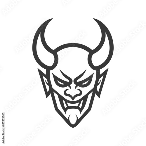 demon minimalist line art icon logo symbol icon black color only
