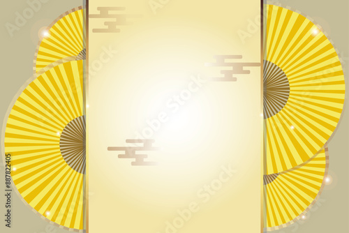 Yellow fan illustration background design