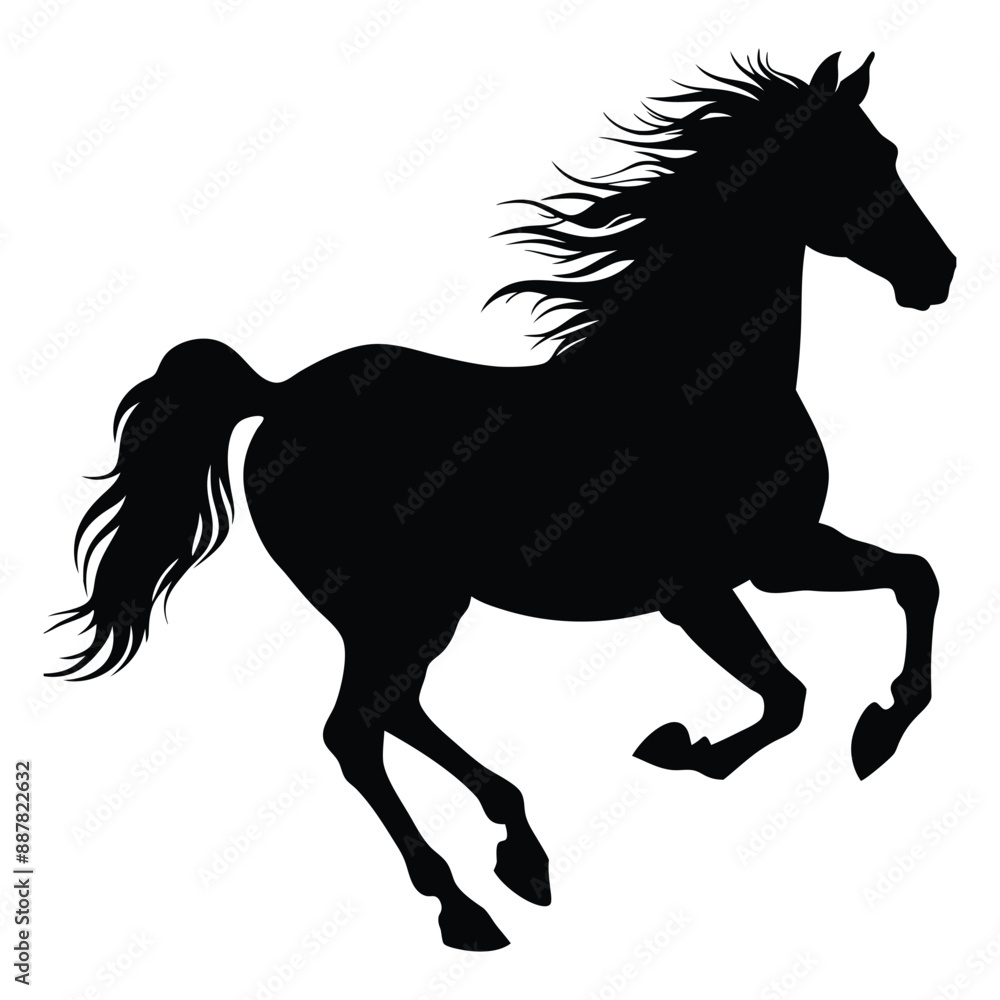 silhouette of black running horse - vector illustration silhouette of black running horse - vector illustration