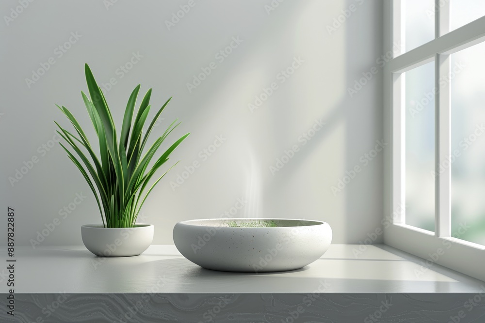 Minimalist Still Life with Plant and Bowl Digital Art Elegant and Calm Soft and Detailed Minimalist Still Life with Plant and Bowl Digital Art Elegant and Calm Soft and Detailed