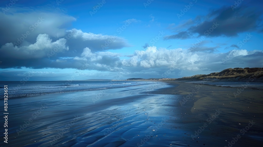 Beach in winter with dark blue sky overhead Beach in winter with dark blue sky overhead