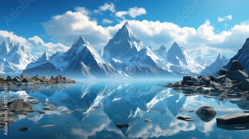 Wallpaper Mural Majestic mountain peak in tranquil winter landscape wallpaper hd 8k   Torontodigital.ca