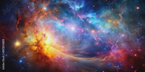 Shot of colorful nebula in sparkling space galaxy, cosmos, space, universe, galaxy, stars