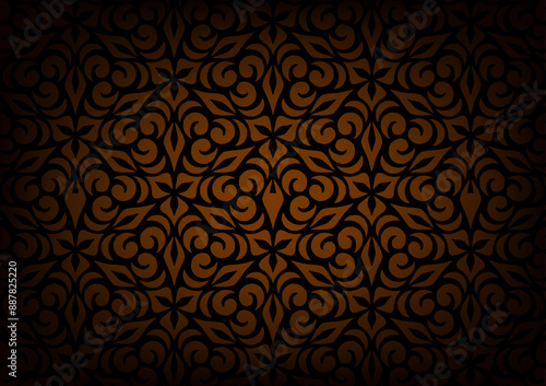 Luxury pattern line brown premium dark background