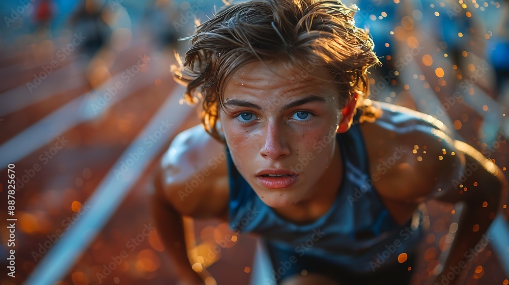 English teens practicing track field in a stadium English teens practicing track field in a stadium