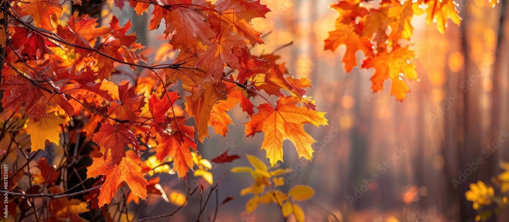 Vibrant fall foliage captured in a forest setting with an inviting copy space image Vibrant fall foliage captured in a forest setting with an inviting copy space image