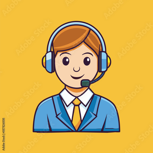 customer support line art vector art illustration