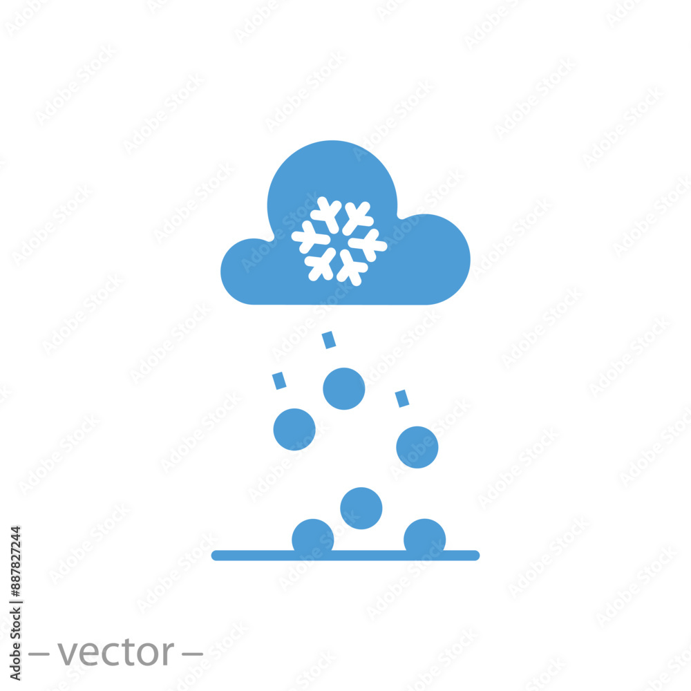Obraz premium icon of rain with hail, storm, forecast weather, flat symbol