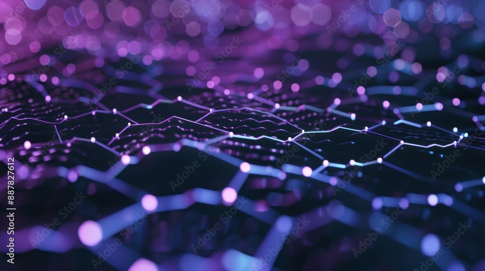 Obraz premium Abstract Digital Network with Purple and Blue Lights