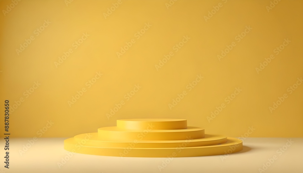 A golden podium against a yellow background A golden podium against a yellow background