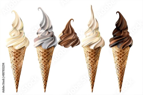 Summer yummy dessets cones of icecream tasty hot summer delight clipart photo