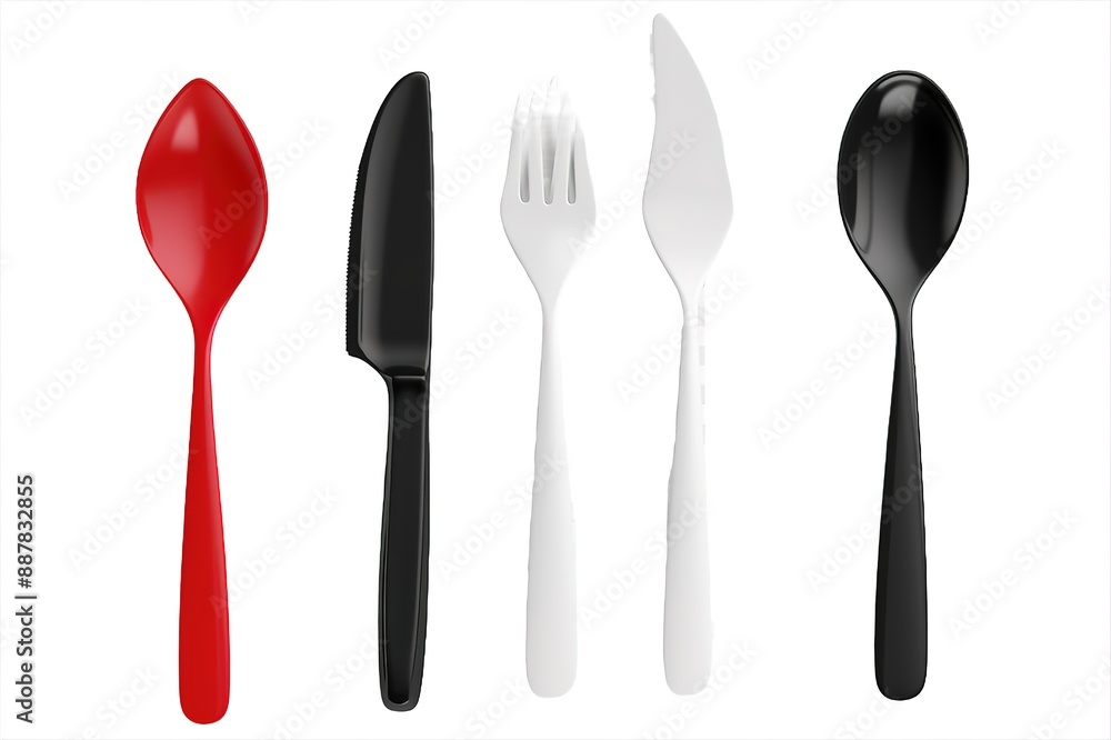 Colourful Disposable spoon and fork on isolate white background
Colourful Disposable spoon and fork on isolate white background