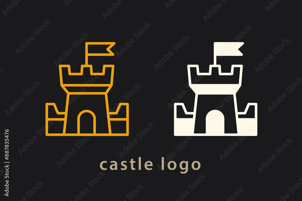Castle Fortress Logo Tower Icon Vector Emblem Set Castle Fortress Logo Tower Icon Vector Emblem Set