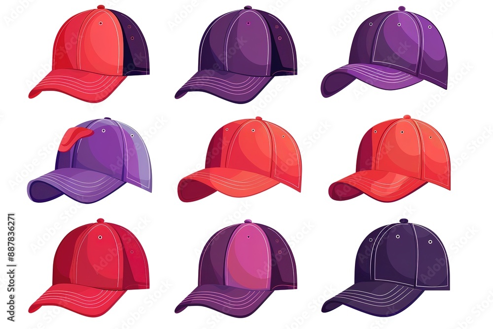 Four caps isolated on white. Blue, yellow, red and green.
Four caps isolated on white. Blue, yellow, red and green.