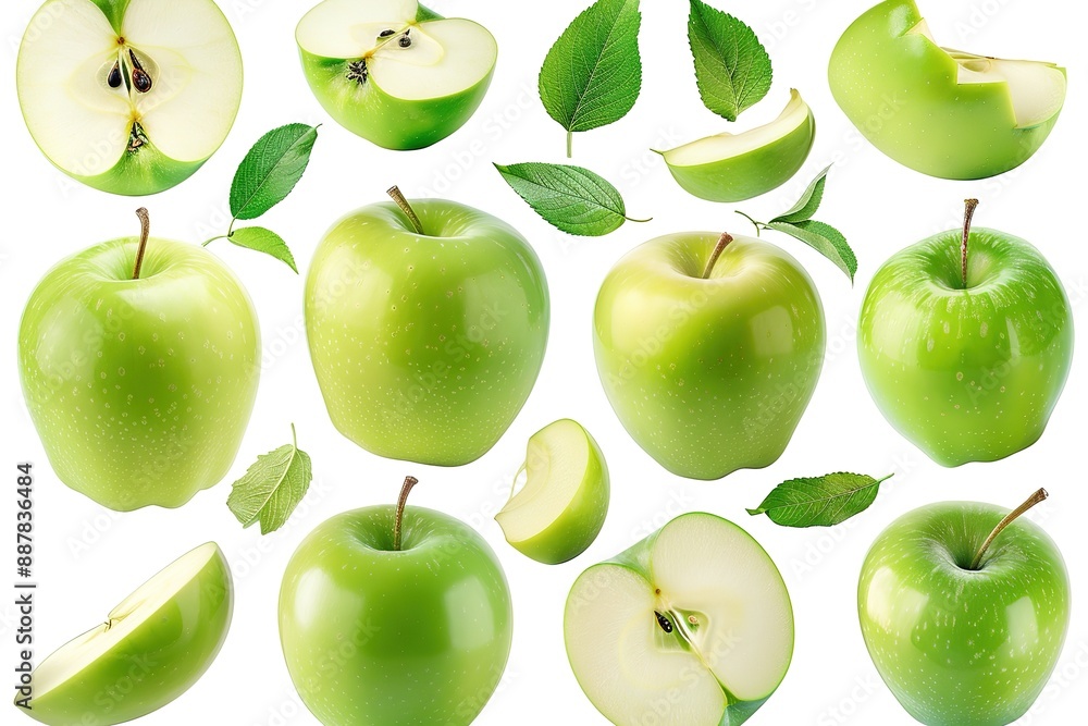 Flying Apple isolated on white background. Ripe fresh apple Clipping Path. Green Apple with leaf
Flying Apple isolated on white background. Ripe fresh apple Clipping Path. Green Apple with leaf
