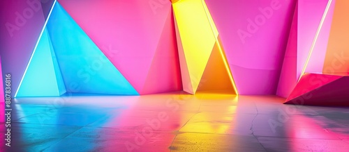 Neon lit geometric paper ba...