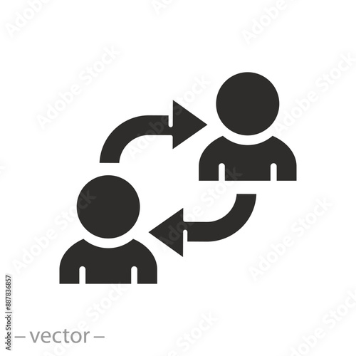 interaction or renewal staff icon, replacement employee, job rotation,  swap people, flat vector illustration eps 10