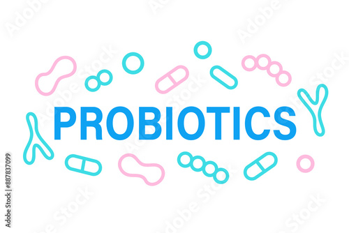 Probiotics bacteria logo badge design outline icon