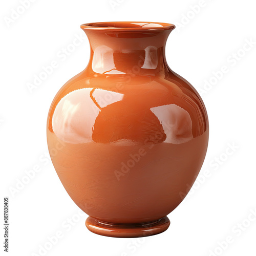 Glossy Terracotta Ceramic Vase , transparent background
