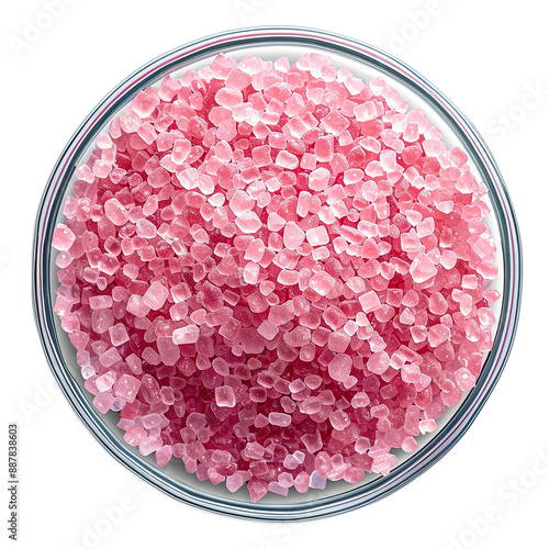 Pink Himalayan Salt Crystals in Bowl , transparent background photo