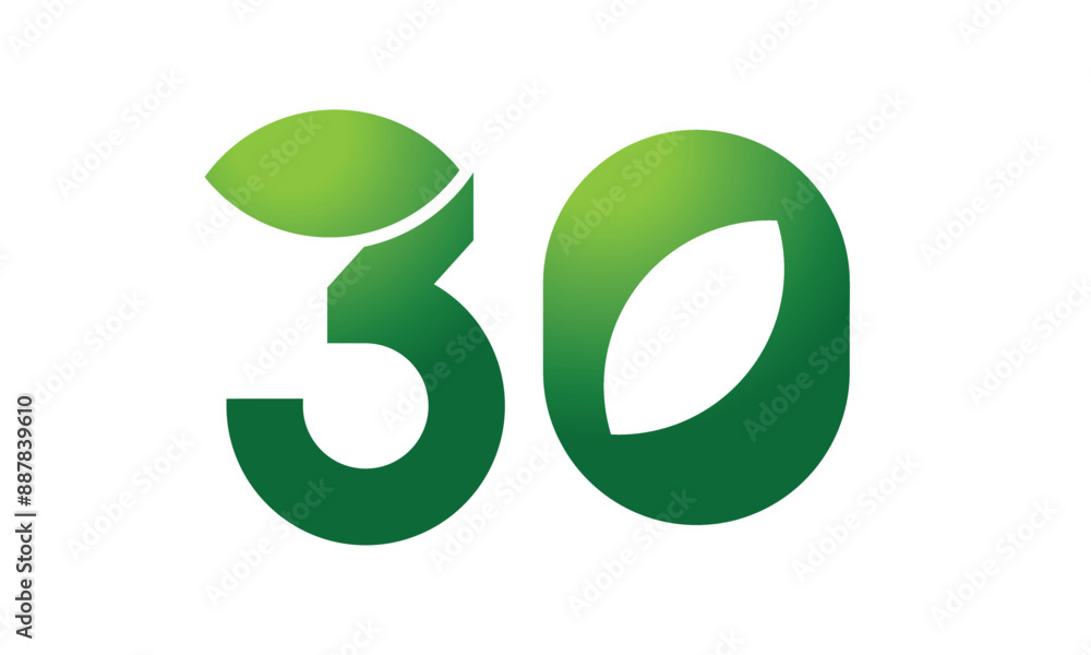 30 Leaf Logo Number Green Simple Nature 30 Leaf Logo Number Green Simple Nature