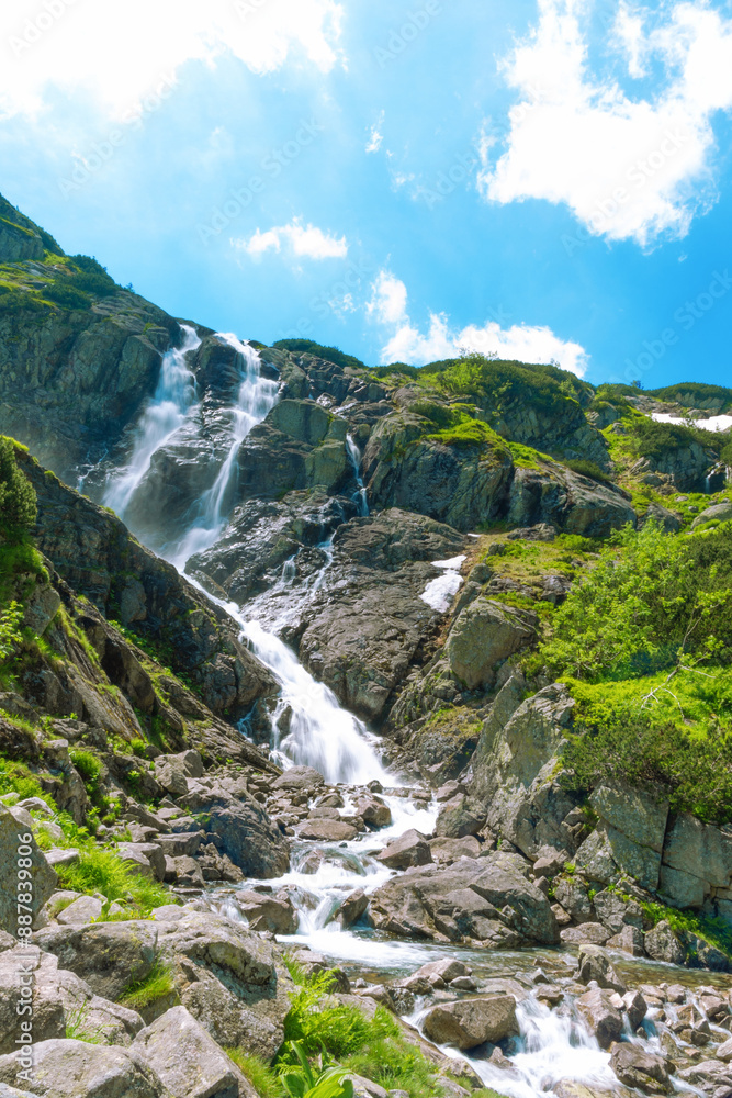 Siklawa Falls. The highest waterfall in the Tatra Mountains, Poland. Beautiful summer landscape. Siklawa Falls. The highest waterfall in the Tatra Mountains, Poland. Beautiful summer landscape.